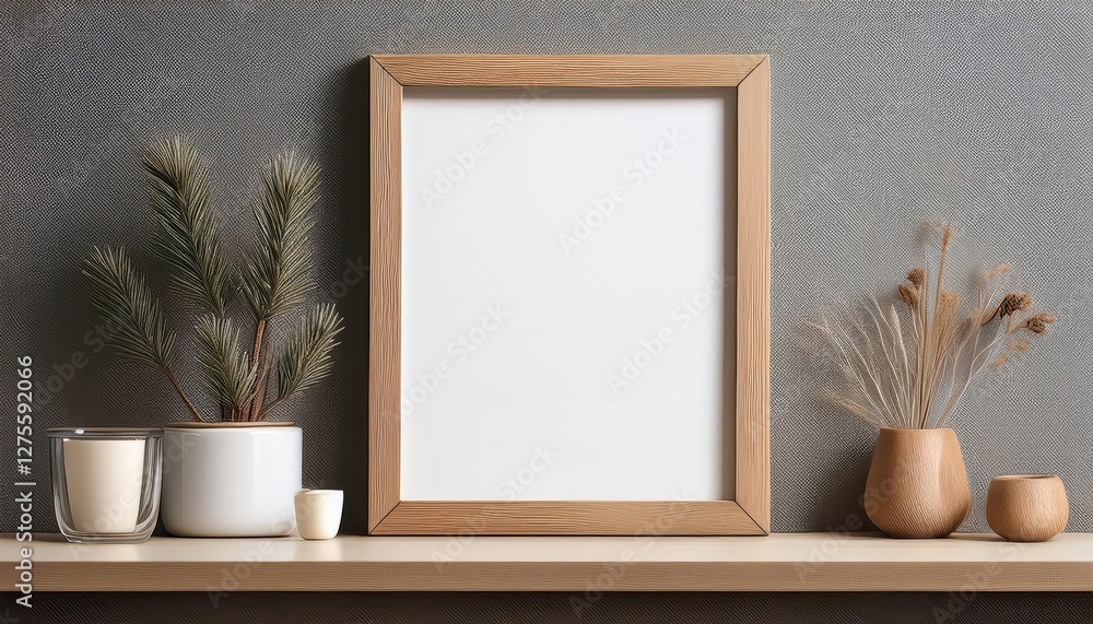 Authentic Wooden Poster Frame Showcasing Rustic Elegance Against a Modern Backdrop, Perfect for Artwork, Photography or Design Inspiration. Authentic Wooden Poster Frame Showcasing Rustic Elegance Against a Modern Backdrop, Perfect for Artwork, Photography or Design Inspiration.