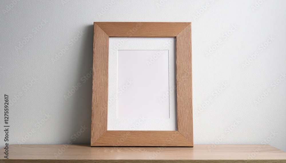 Minimalist White Frame showcasing Vertical Artwork in Front of Clean White Wall, highlighting Warmth and Simplicity in Modern Interior Design Minimalist White Frame showcasing Vertical Artwork in Front of Clean White Wall, highlighting Warmth and Simplicity in Modern Interior Design