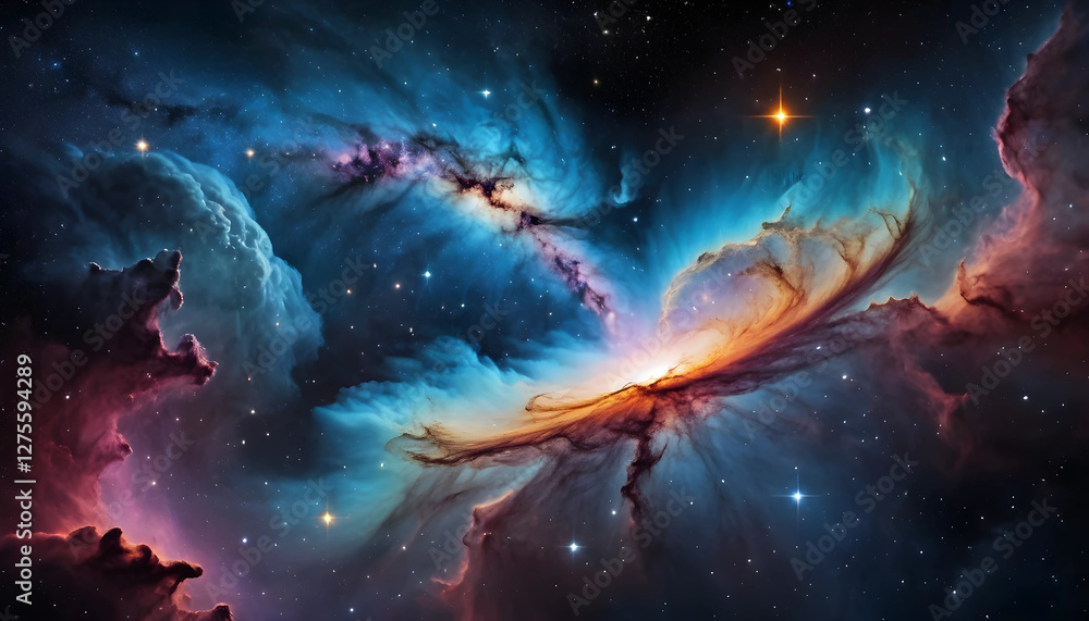 Fototapeta premium northern lights and nebula