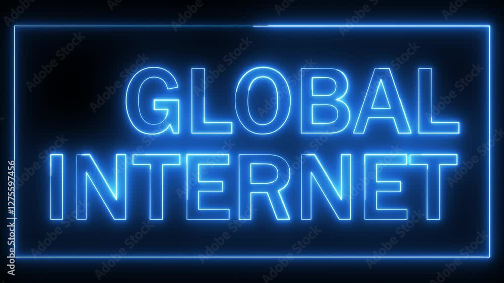 global internet text icon animation neon glowing blue color font letter word text banner clipboard signboard graphic design sign symbol on black background global internet text icon animation neon glowing blue color font letter word text banner clipboard signboard graphic design sign symbol on black background