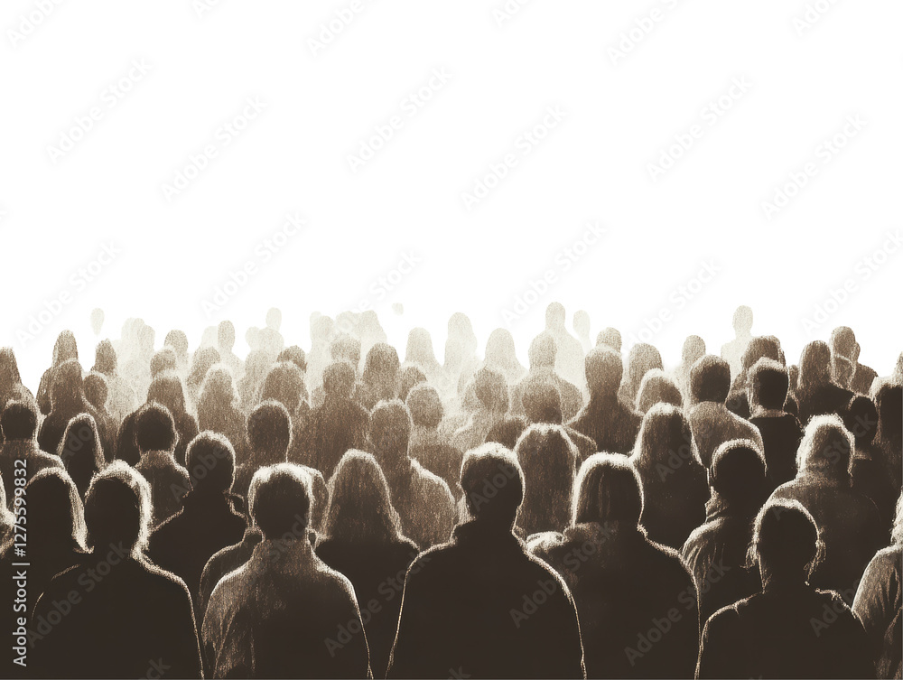 Naklejka premium Isolated Fading Crowd of Silhouetted People