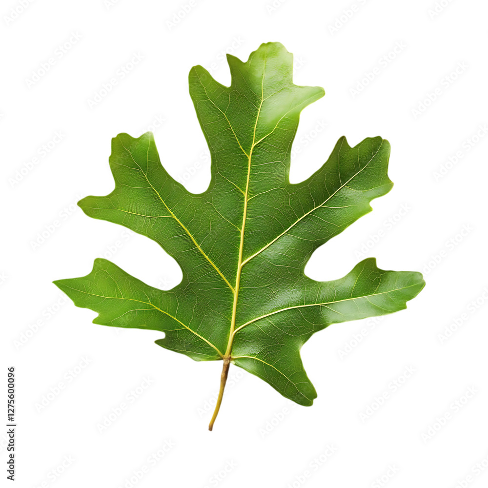 Fototapeta premium Single Green Oak Leaf isolated on transparent background