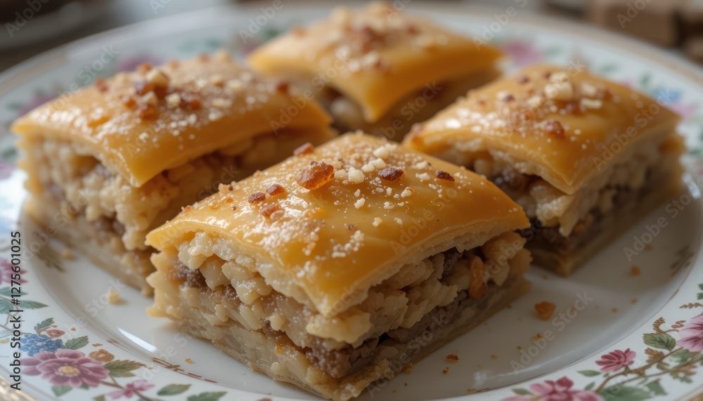 custom made wallpaper toronto digitalA Close-up of Traditional Sweets Like or Baklava Served on a Decorative Plate