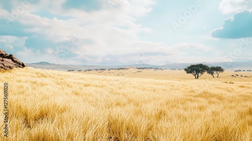 picturesque african landscape, stunning savanna view, vast african grasslands, scenic grassy plains, majestic open space, african savannah nature, savanna grass meadow, nature's golden carpet scenic