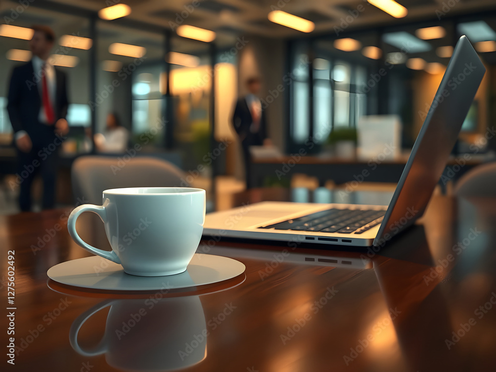 Laptop, computer, tablet, mobile phone, pen and notebook on office table for business concept, in clean office, Generative AI Illustration. Laptop, computer, tablet, mobile phone, pen and notebook on office table for business concept, in clean office, Generative AI Illustration.