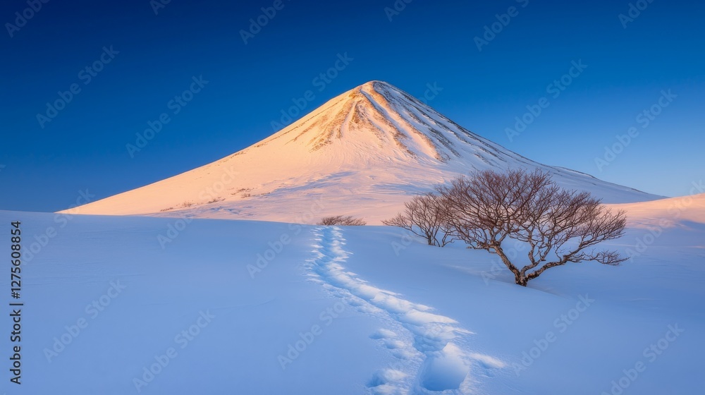 Majestic Snow-Capped Mountain Under Clear Blue Sky Majestic Snow-Capped Mountain Under Clear Blue Sky