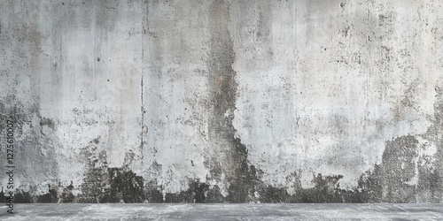 Textured grey cement wall with weathered patina showcasing faded white and dark grey hues ideal for modern design and background applications.