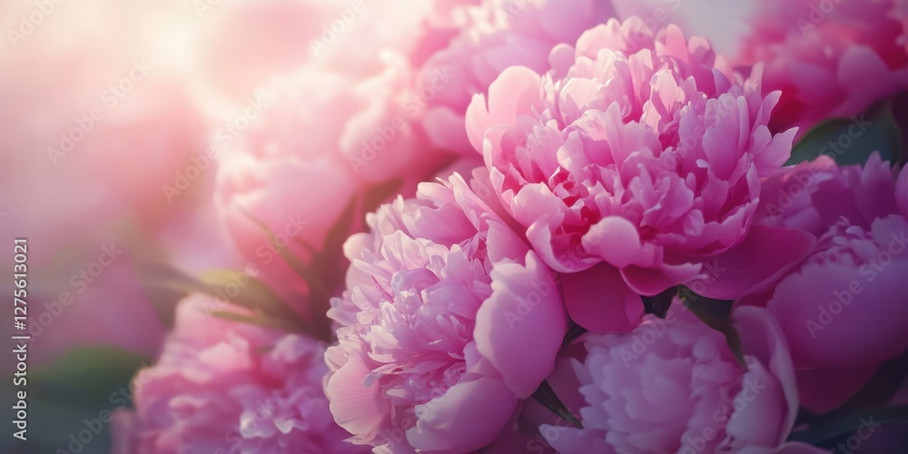 Vibrant close-up of lush pink peonies with soft sunlight highlighting delicate petals and intricate details in a summer garden setting. Vibrant close-up of lush pink peonies with soft sunlight highlighting delicate petals and intricate details in a summer garden setting.