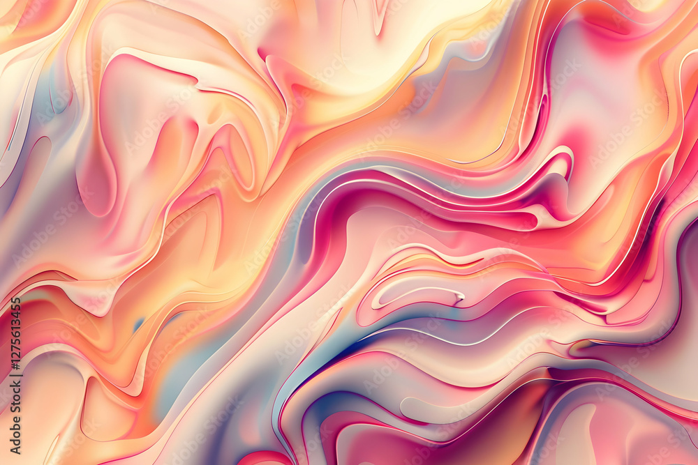 Fototapeta premium Abstract swirling patterns in soft pastel colors create a fluid, dreamy aesthetic.