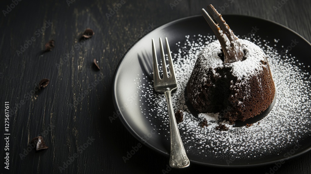 Aromatic Chocolate Lava Cake on a Dark Plate - A Culinary Masterpiece Aromatic Chocolate Lava Cake on a Dark Plate - A Culinary Masterpiece
