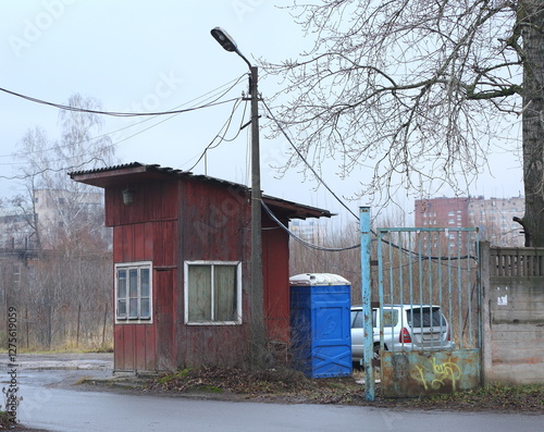 Security booth at the entrance to the industrial zone, Novoselov Street, St. Petersburg, Russia, November 28, 2024