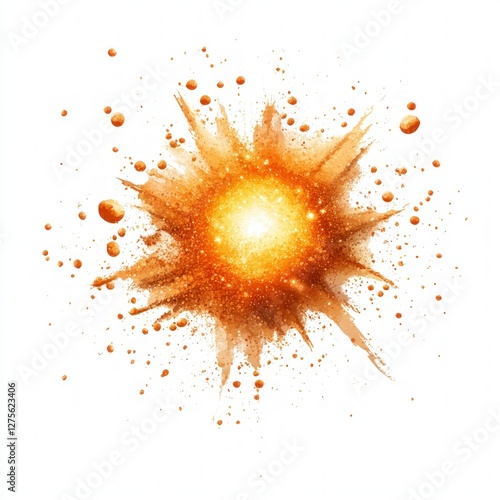 Abstract Orange Gold Explosion Paint Splatter Background Design