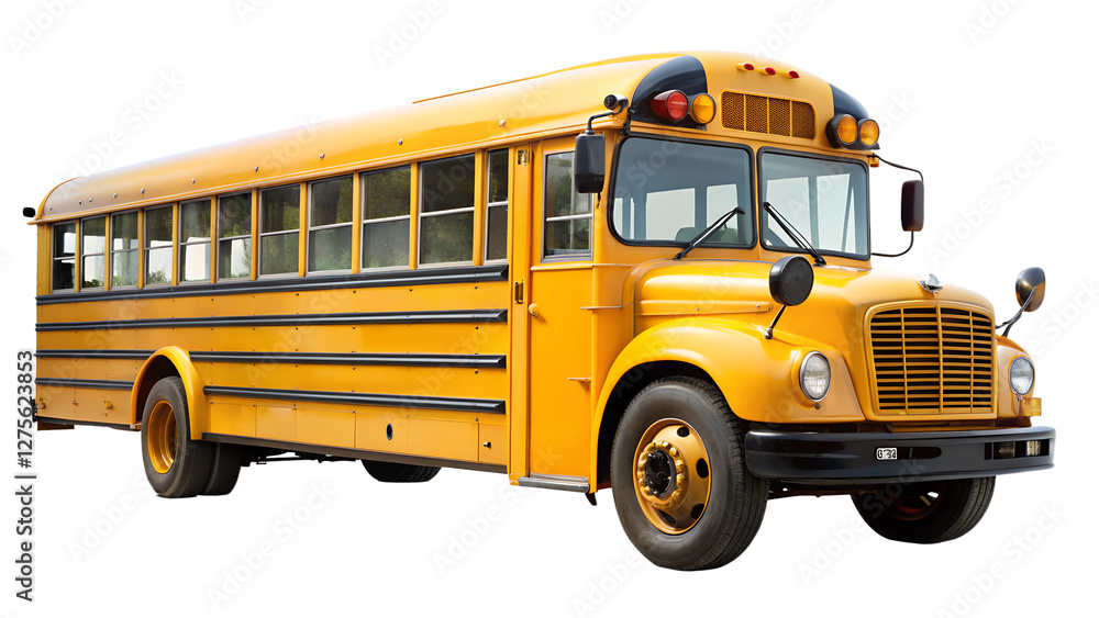 yellow school bus isolated on transparent white background, clipping path yellow school bus isolated on transparent white background, clipping path