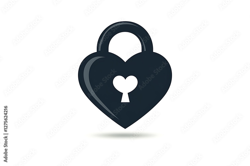 Heart-shaped lock icon on white background Heart-shaped lock icon on white background
