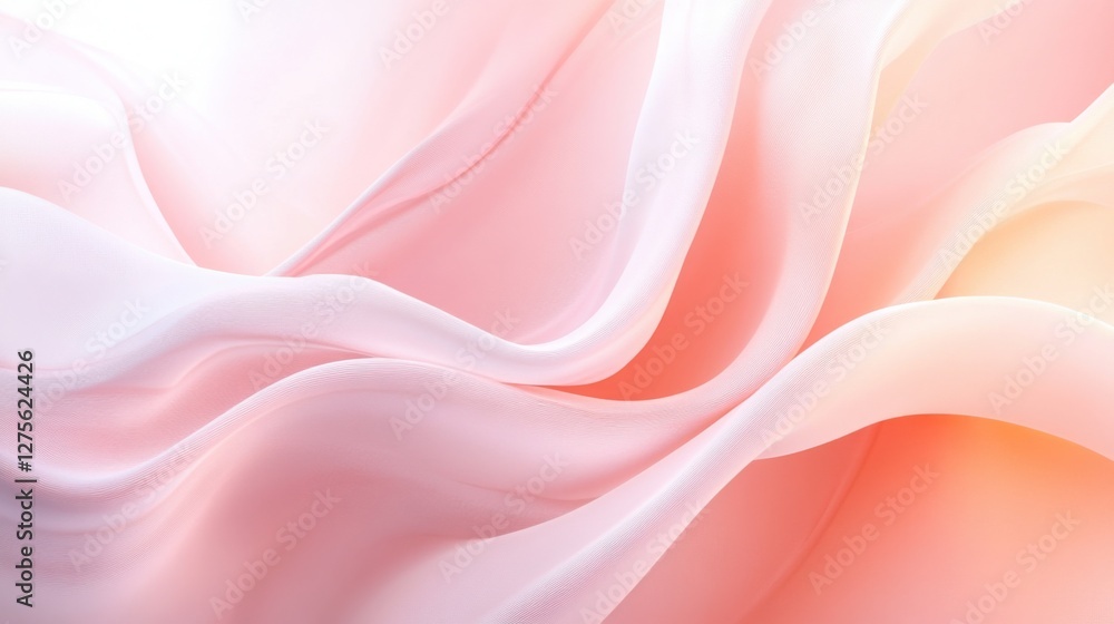 Obraz premium Vertical background with warm pale pink curves that form a soft, fluid motion, gently tapering off towards the edges.