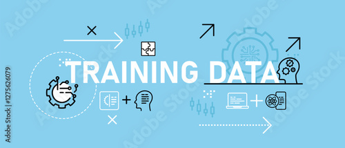Training data conceptual AI artificial intelligence smart learning machine repository input dataset learning labeled training database corpus concept design illustration