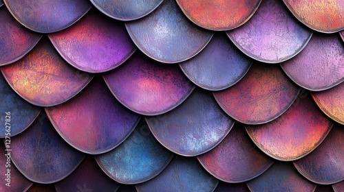 Wallpaper Mural Shimmering metallic dragon scales in vibrant hues of purple, blue, and gold showcasing intricate textures and patterns Torontodigital.ca