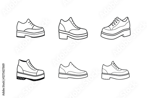 platform shoes sketch line art vector illustration