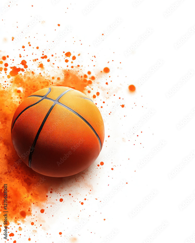 Fototapeta premium Dynamic basketball image with vibrant splashes of color.
