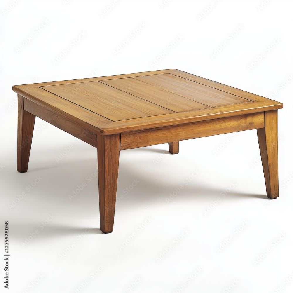 Elegant mid-century wooden coffee table with smooth finish isolated on white Elegant mid-century wooden coffee table with smooth finish isolated on white