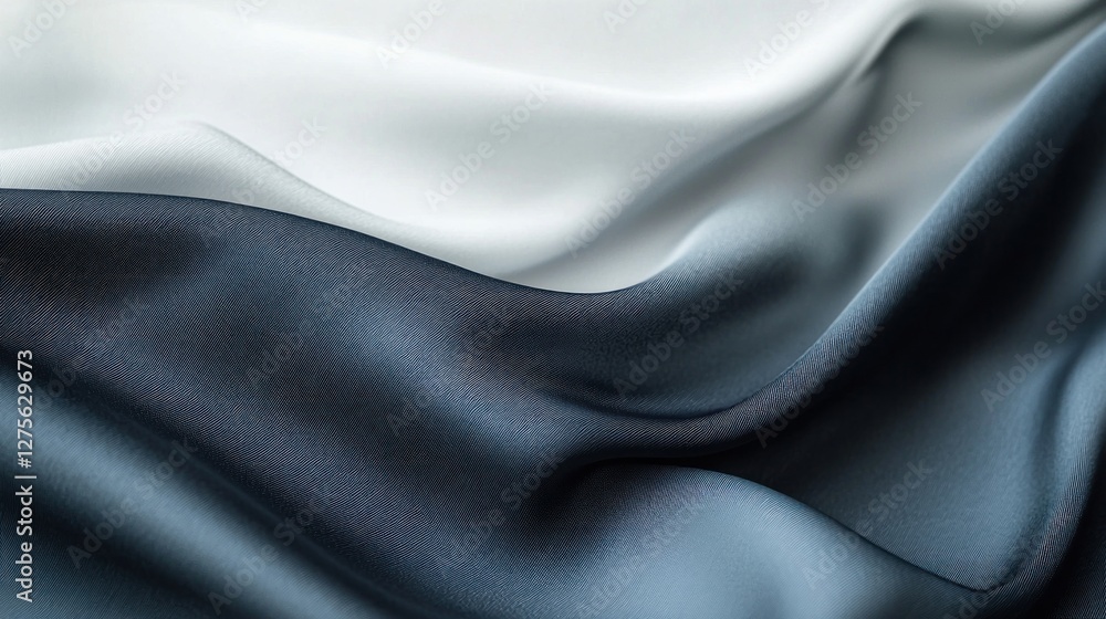 Fototapeta premium Elegant Draped Fabric: A Study in Blue and White Silk