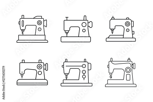 smart sewing machine line art vector illustration