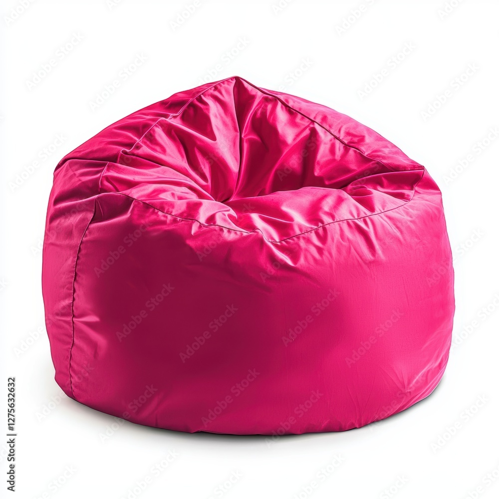 Hot pink oversized bean bag sofa with ultra-soft texture isolated on white Hot pink oversized bean bag sofa with ultra-soft texture isolated on white
