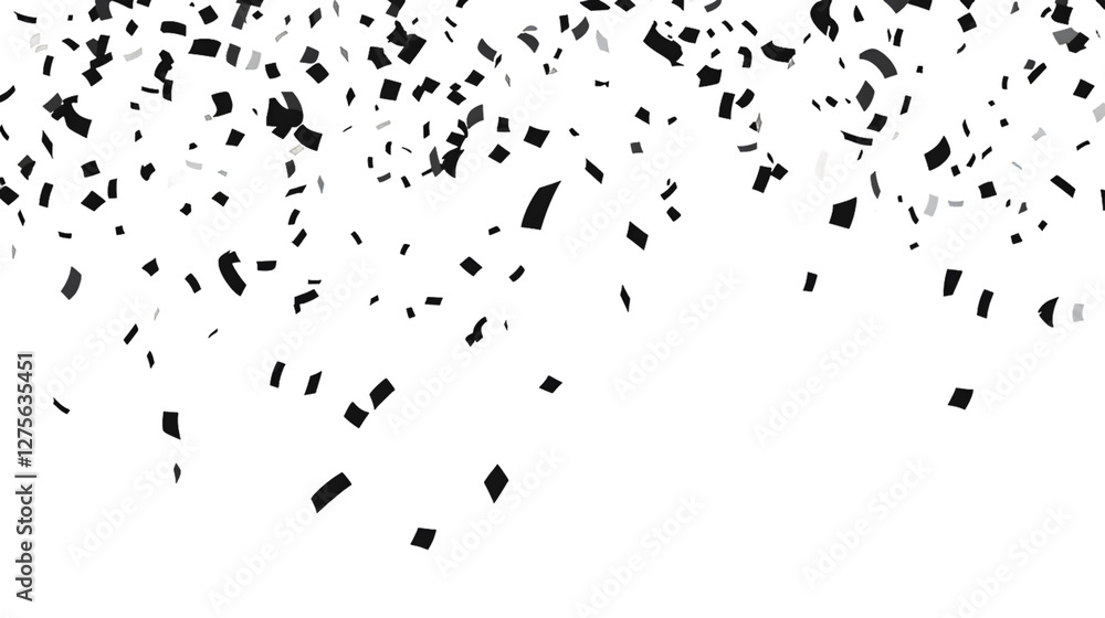 Fototapeta premium Abstract image of black and silver confetti falling on a transparent background. Great for celebratory designs