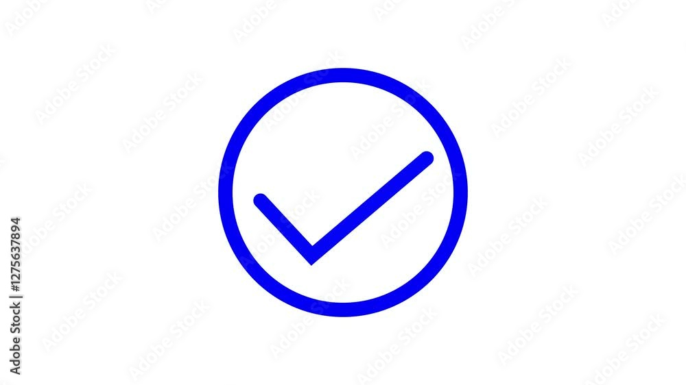 Check mark icon animation on a white background representing success approval correct choice and selection motion. Check mark icon animation on a white background representing success approval correct choice and selection motion.
