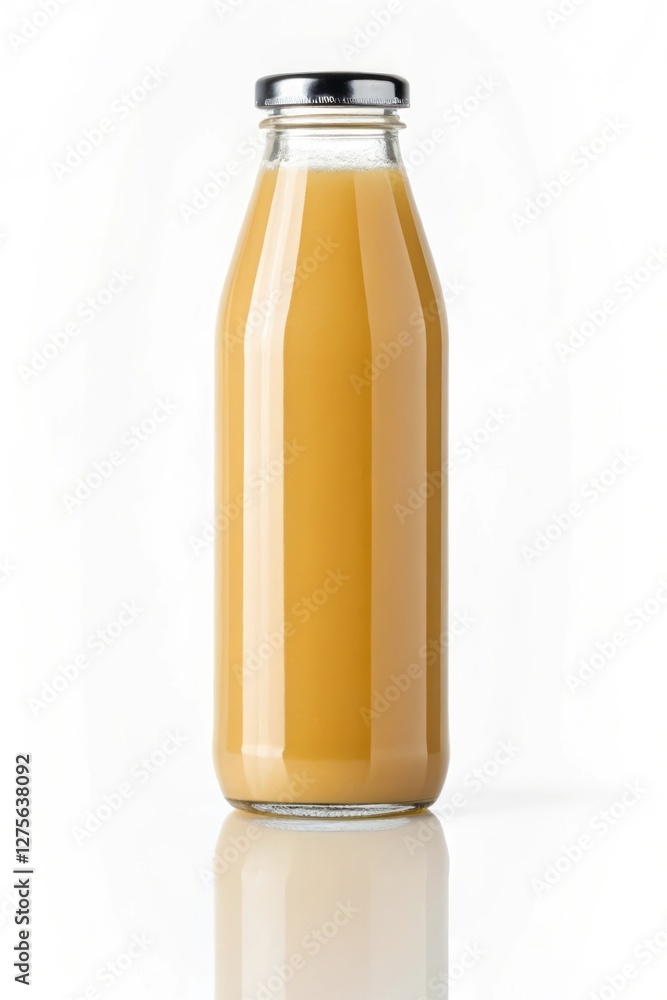 Juice bottle mockup, smooth mood, yellow-orange drink, studio background Juice bottle mockup, smooth mood, yellow-orange drink, studio background