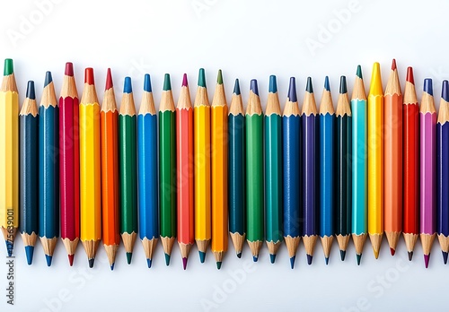Colour pencils isolated on white background close up