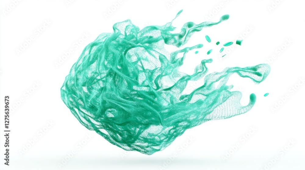 Fototapeta premium Dynamic Green Fluid Motion with Ethereal Waves and Particles