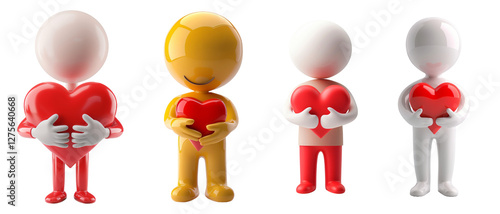 Human Interaction with 3D Heart Friendly Icon transparents Background