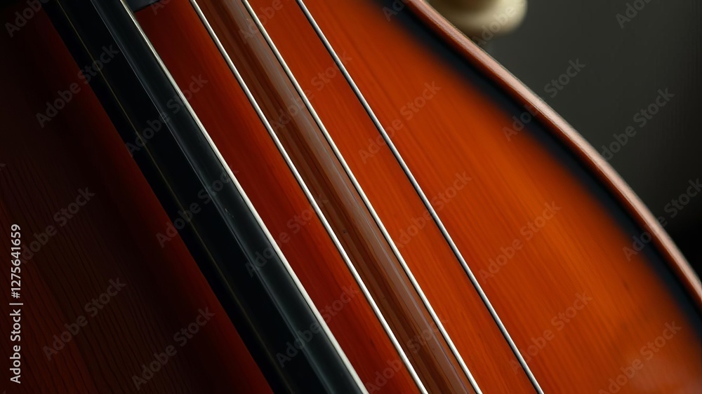 Close up of well-worn cello strings, producing a vintage and soulful vibe, classical, worn Close up of well-worn cello strings, producing a vintage and soulful vibe, classical, worn
