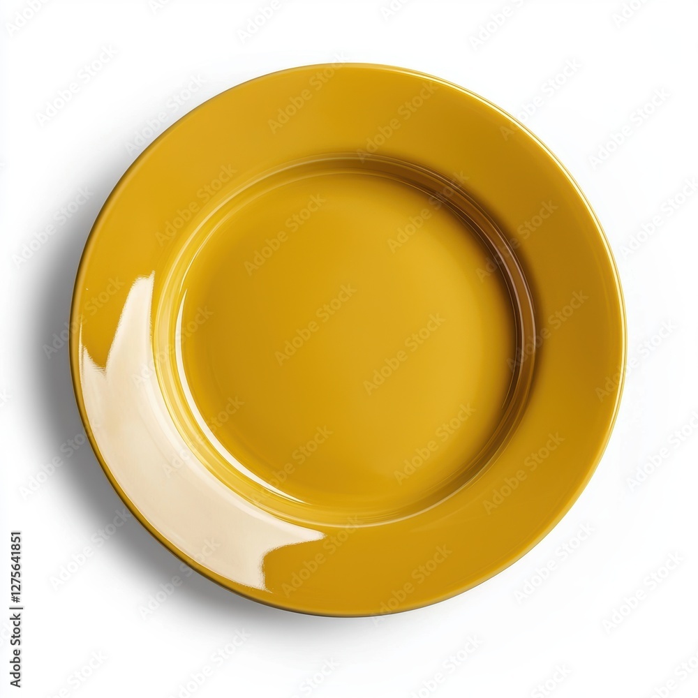 Vibrant mustard-colored pasta plate with a modern look isolated on white Vibrant mustard-colored pasta plate with a modern look isolated on white