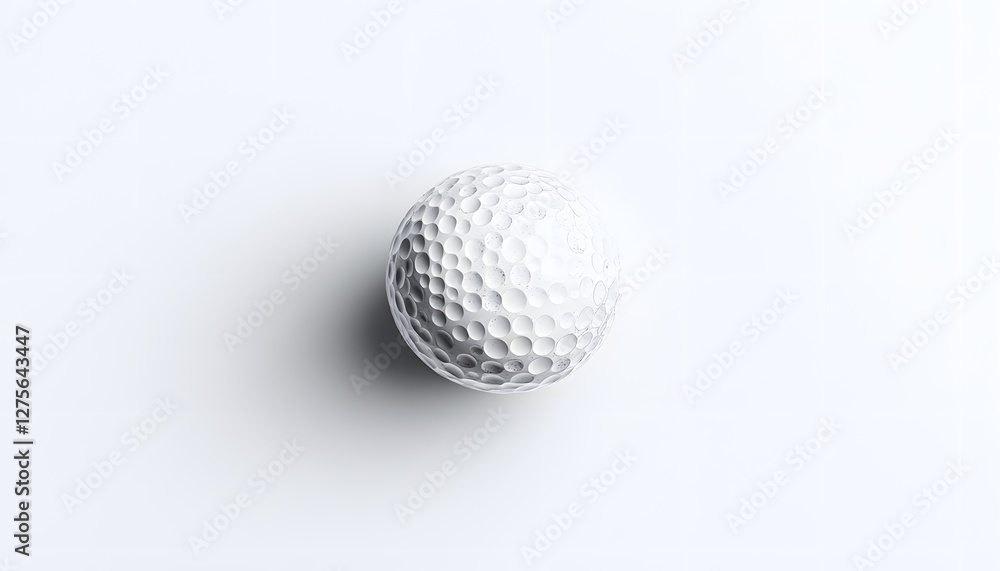 A perfectly spherical golf ball rests on a white background A perfectly spherical golf ball rests on a white background