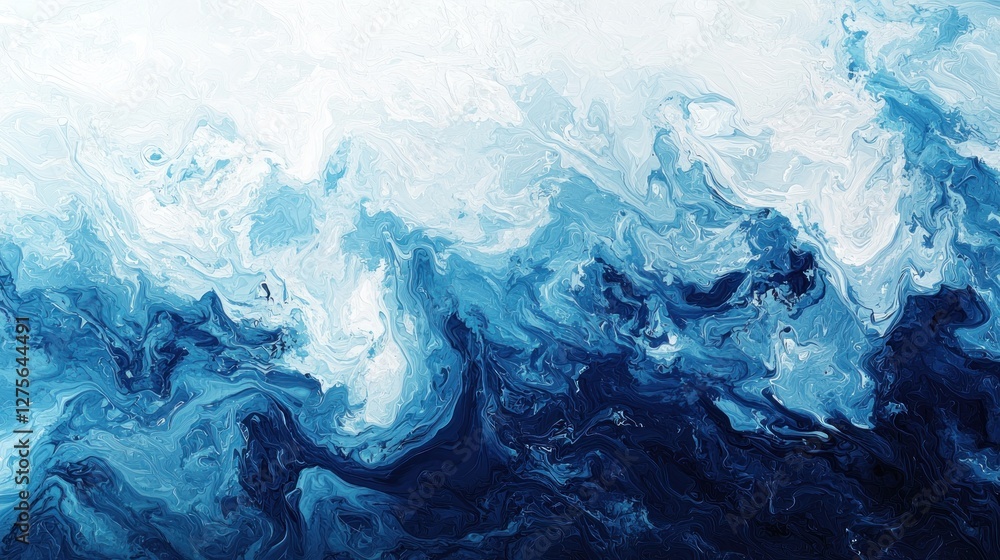 Abstract Ocean Deep Blue Swirls: A Serene Acrylic Painting Abstract Ocean Deep Blue Swirls: A Serene Acrylic Painting