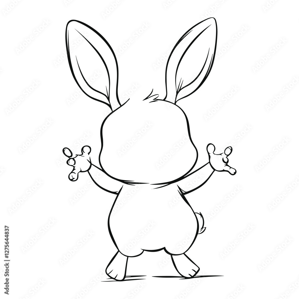 Obraz premium Playful Bunny Standing with Its Back Turned