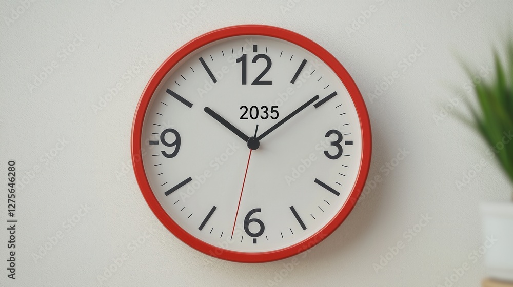 2035 concept. Analog Wall Clock Displaying Time in 2035 Representing Progression and Deadline 2035 concept. Analog Wall Clock Displaying Time in 2035 Representing Progression and Deadline