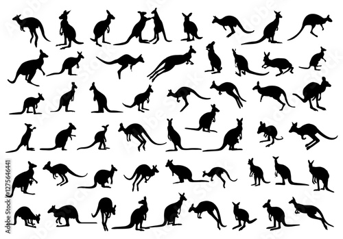 Kangaroo Silhouette Set Collections-Australian Animal