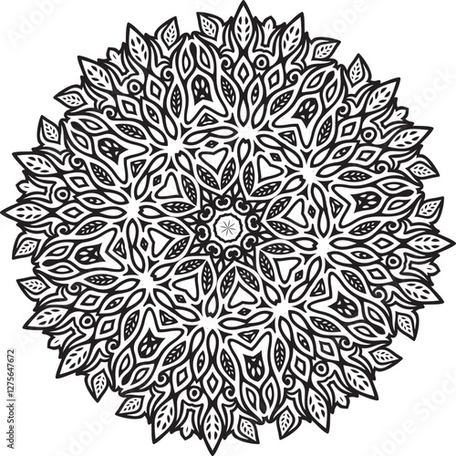 Artistic and detailed mandala design, delivering a soothing visual beauty. Great for decoration, textile design, backgrounds, and diverse graphic design needs
