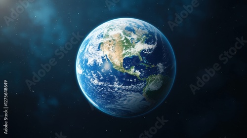 Digital Representation of Earth Surrounded by Futuristic Elements in a Cosmic Environment