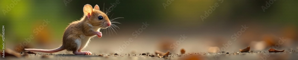 Close-up of a curious little mouse standing on hind legs with whiskers twitching, furry, adorable Close-up of a curious little mouse standing on hind legs with whiskers twitching, furry, adorable