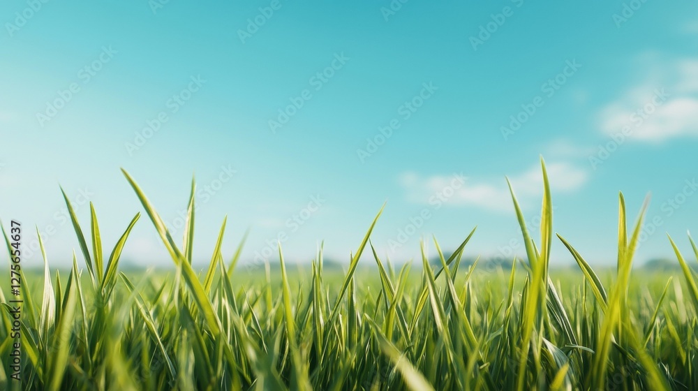 Obraz premium Solar Farm in a Rural Area Surrounded by Vibrant Greenery Under a Clear Blue Sky