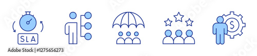 hr manager, risk management, obligation, sla, appraisal. Manager Icon vector illustration. Line Duotone style. Editable stroke
