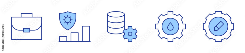 management, risk management, data management, settings, briefcase. Manager Icon vector illustration. Line Duotone style. Editable stroke