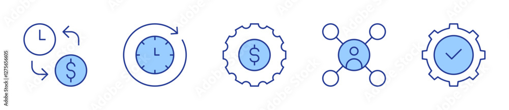 money management, delegate, compliance, management, time management. Manager Icon vector illustration. Line Duotone style. Editable stroke