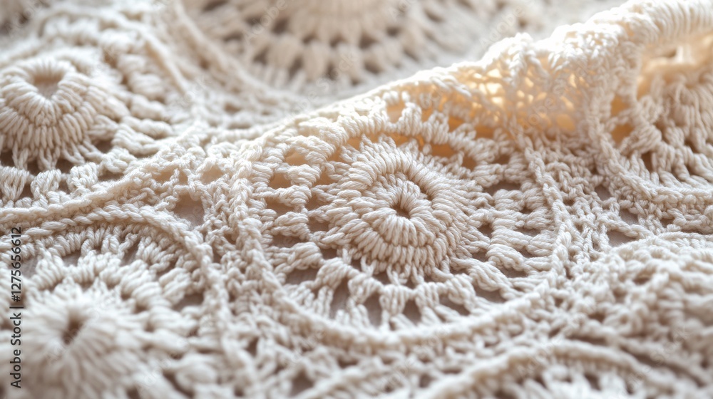 Delicate Cream Crochet Lacework Detailed Texture Delicate Cream Crochet Lacework Detailed Texture