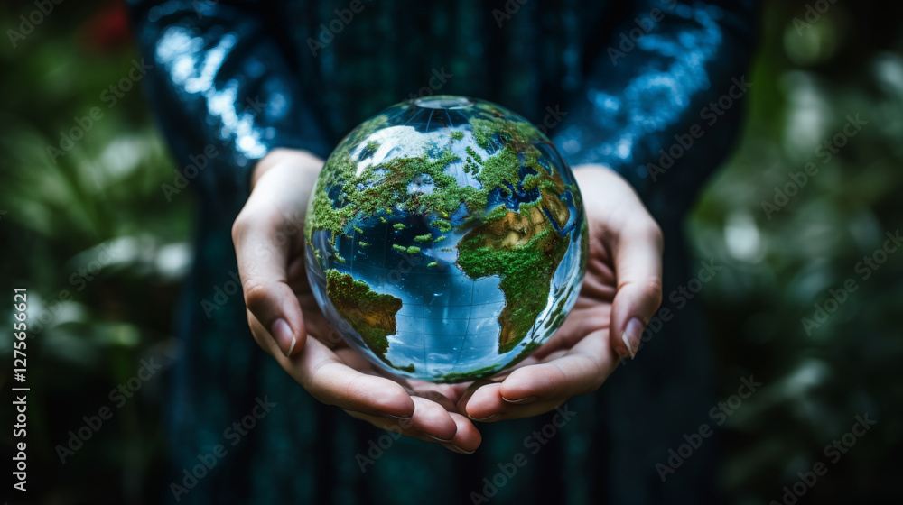 Conceptual image of human hands gently cradling planet Earth, symbolizing care, sustainability, and global unity Conceptual image of human hands gently cradling planet Earth, symbolizing care, sustainability, and global unity