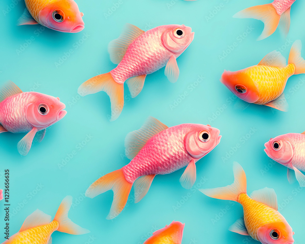 Colorful fish swimming gracefully in clear blue waters. Colorful fish swimming gracefully in clear blue waters.